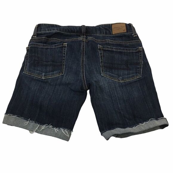 AMERICAN EAGLE Dark Wash Distress Bermuda Short 00 - Picture 3 of 8